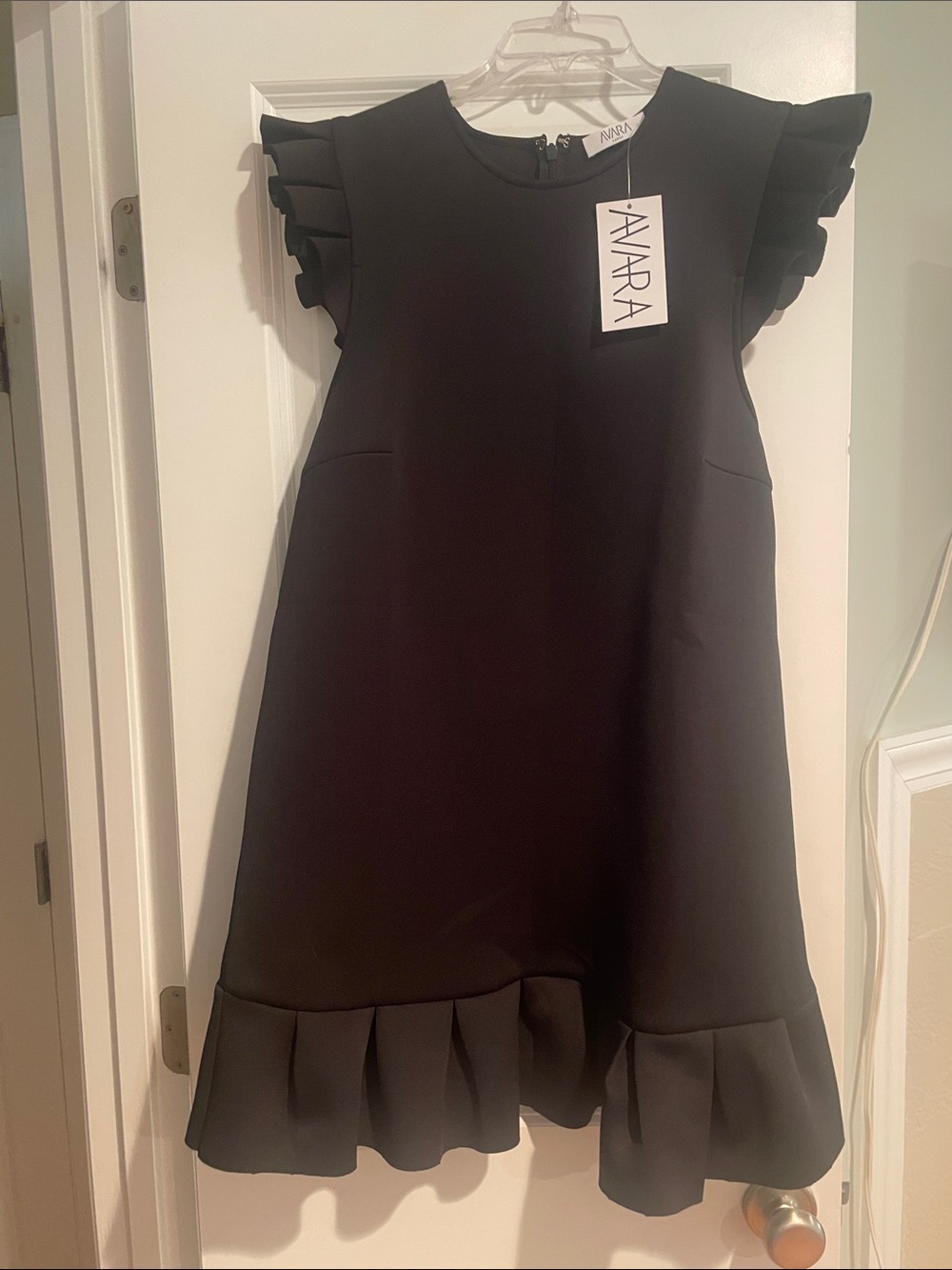 Ladies Black Ruffle Sleeve Dress